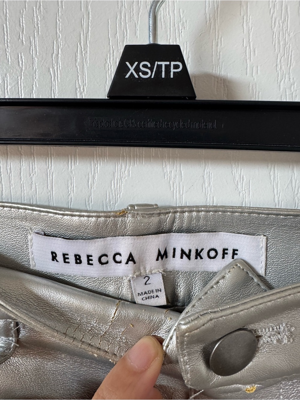 Rebecca Minkoff Metallic Silver Faux Leather Mini Skirt with Zip Pockets - Picture 5 of 6